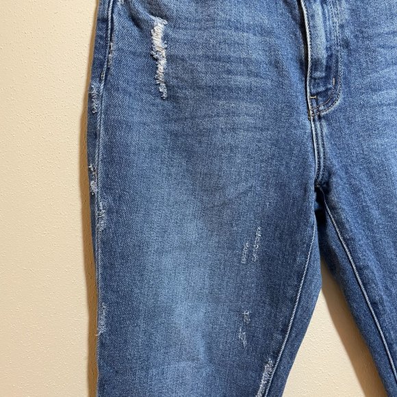 KanCan Signature Distressed Mom Fit Stretch Cuffed Jeans - Picture 8 of 16